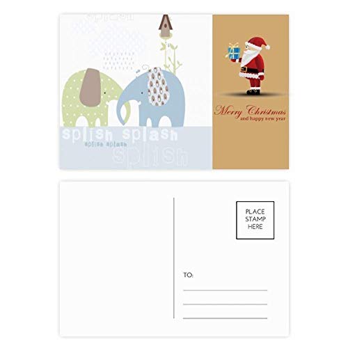 Cartes postales Père Noël Splash Elephant en lot de 20 pour vos vœux familiaux