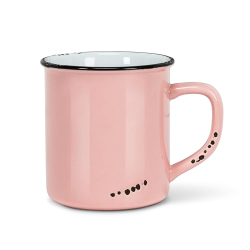 Abbott Collection Enamel Look Coffee Mug - Stoneware, Pink, 4" H (14oz)