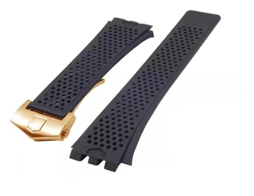 Bracelet silicone pour Carrera noir et or pour remplacer une sangle de 22mm