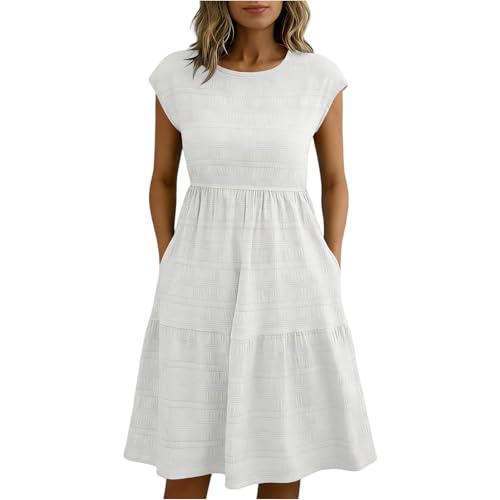 Vestido de mujer manga corta casual midi holgado ligero bolsillos