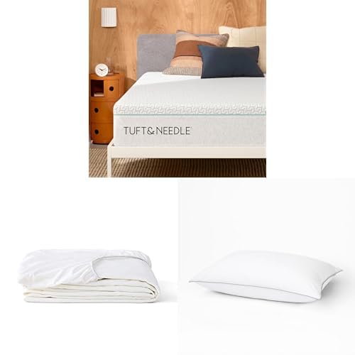 Tuft & Needle Original Hybrid Medium Queen Adaptive Foam Mattress + Waterproof Queen Mattress Protector + 2 Standard Down Alternative Pillows