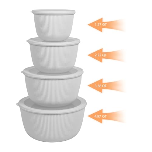 BoxedHome 4.97 Quarts Nesting Plastic Mixing Bowls, BPA-Free Plastic, Microwave and Dishwasher Safe, Set of 4, 4.97/3.38/2.22/1.27 quart, Gray by BoxedHome - Used condition - Image 9