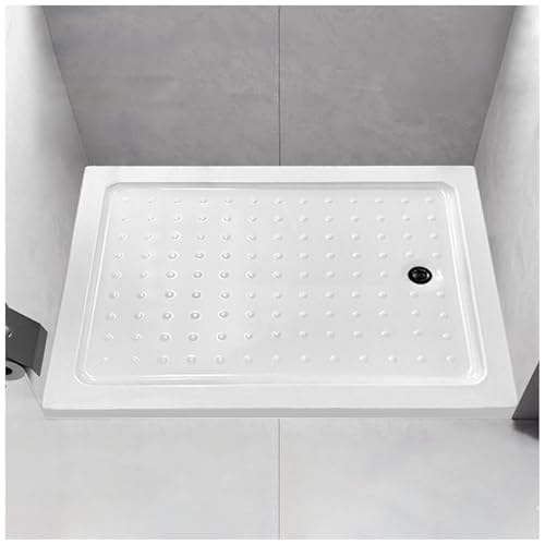 Bandeja de ducha antideslizante con drenaje central y cubierta extraíble, bandeja de ducha acrílica para instalación en el baño