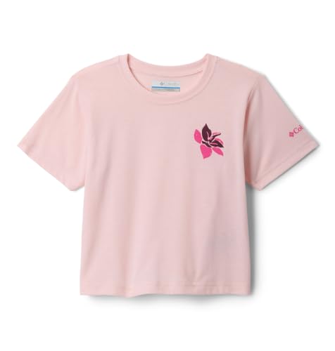 Columbia Youth Girls La Poudre Pass Short Sleeve Tee, Satin Pink/Petal Power, Large