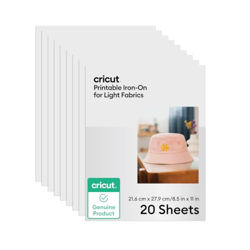 Cricut Heat Transfer Paper for Light T-Shirts (20 Sheets, 8.5x11)