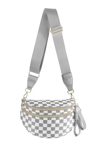 Image of FEIBOON Spacious Checkered Nylon Crossbody Bag Bum Bag Handbags Wallets for Women