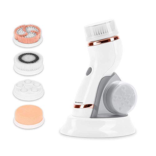 Brookstone Electric Face Cleansing Brush With 2 Brush Heads l Facial Brush for Deep Cleansing and Gentle Exfoliating l Facial Cleansing Brush l Facial Cleanser Brush is Water Resistant IPX4 & Cordless