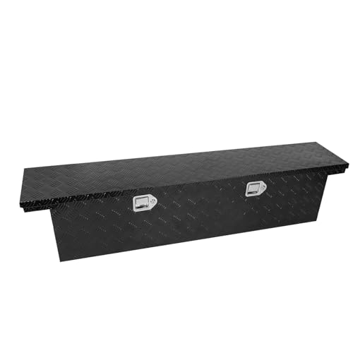 COOLBAG Crossover Tool Box Deep 12" H x 12" D x 63" L Waterproof Lockable Aluminum Black Truck Storage Box Compatible with Chevy Colorado,Ford Ranger,GMC Canyon（For Mid-Size Trucks