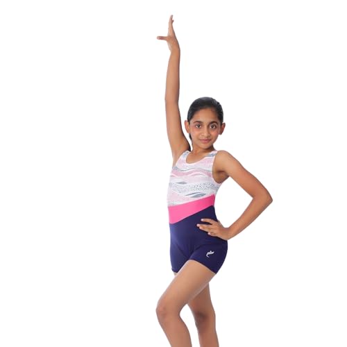 Image of IKAANYA Girls Unitard or Biketard for Gymnastics, Dance, Acrobatics or Swimming (Ages 3-15)