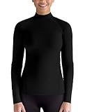 Long Sleeve Workout Top Mock Neck(Black,M)