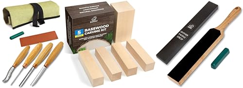 BeaverCraft SC01 Wood Carving Chisel Set BB2 Wood Carving Spoon Blank Unfinished LS6P1 Stropping Kit