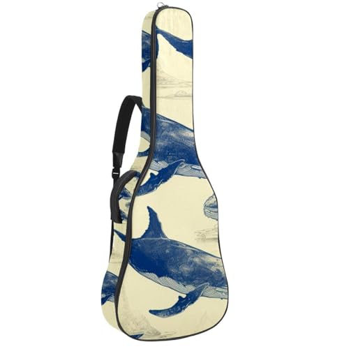 Housse guitare acoustique 41 pouces baleine rétro en tissu Oxford imperméable
