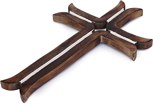 Wooden Wall Cross Rustic Wall Cross Large 16X10 - Hanging Wooden Wall Cross Home Decor For Farmhouse Livingroom Bedroom - Wood Modern Rustic Wall Cross For Home - Western Wall Cross Catholic Crucifix Faith Love #TOP8