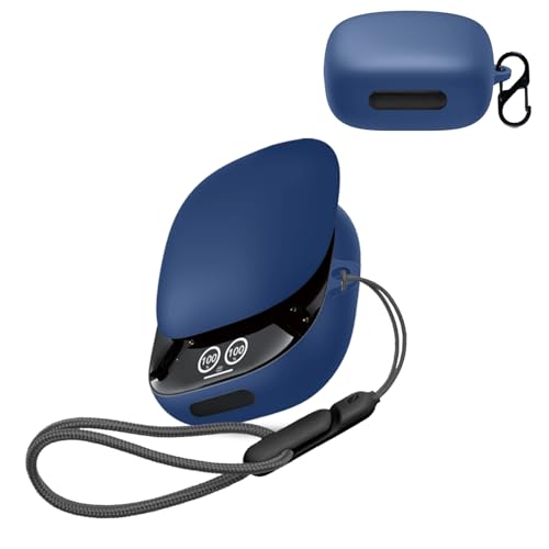 Anker Soundcore Liberty 4 Pro 用 ケース カバー 【NOUKAJU】 ワイヤレス イヤーホン シリコン 保護ケース (カラビナ付き+ストラップ付き ) 落下防止 キズ防止 耐衝撃 装着充電可能 防水 防塵 (ブルー)