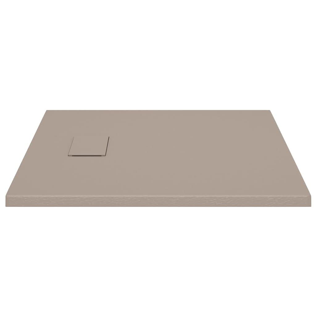 HOMIUSE Plato de ducha SMC marrón, 90 x 90 cm, plato de ducha, alfombrilla de ducha, superficie de pizarra, diseño moderno, características destacadas del baño, duradera resistencia antideslizante y