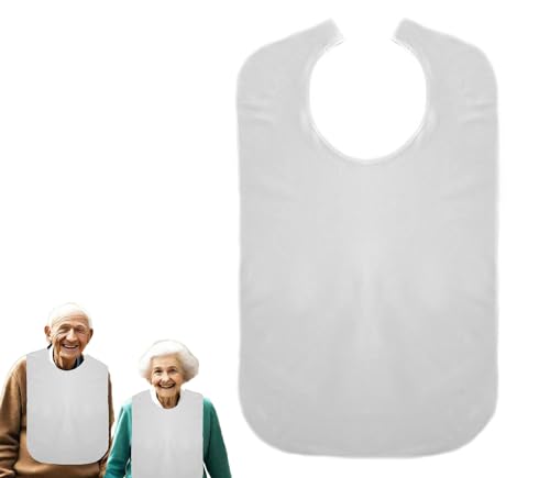 Cre9tive Bavoir pour adultes - Bavoir imperméable - Pour personnes âgées, Blanc., XXL
