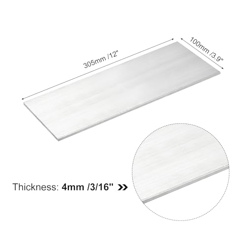 Image of uxcell Square Aluminum Flat Bar, 3 /16 inch Thick 3.9 inch Width 12 inch Length Square Aluminum Bar 6061 Aluminum Flat Plate, 4 x 100 x 305mm T6511 Solid New Mill Stock for Industrial Building