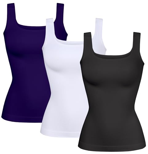 Image of YIOIOIO Womens Shapewear Tank Top Square Neck Tummy Control Compression | No Bust Compression, Anti-Roll Hem, Back Support, Seamless Design, 4-Way Stretch, All-Day Wear Comfort