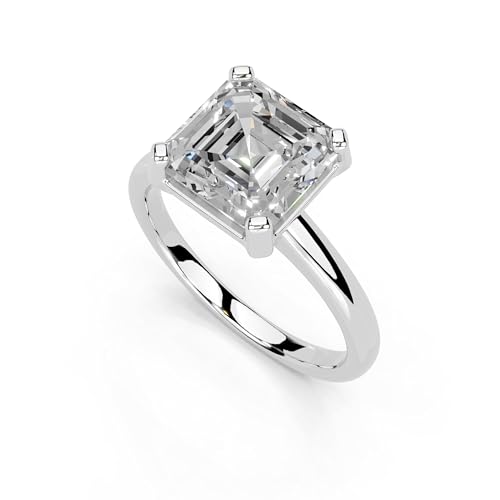 1-5 Carat 14K 18K Gold Platinum Asscher Cut Prong Solitaire Lab