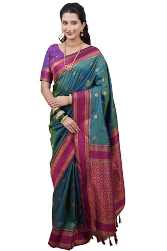 Image of SGF11 Women's Kanjivaram Pure Soft Silk Saree With Unstitched Blouse Piece