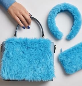Image of Prokart Soft Faux Fur Fabric Cloth - 60 Inch Wide Pana | Fur Fabric Decorative Cloth for Crafting Soft Toys, Fancy Dress, Baby Photoshoot, Wedding Mandap & Party Decor (Blue, 5 Mtr)