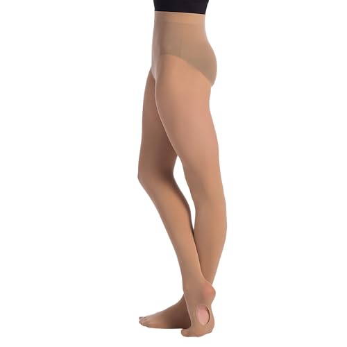 So Danca - Convertible Tights - Ballet Tights Soft Made for Performance Stretchable and Flexible (US Alpha Small Medium Regular Regular Caramel)