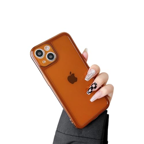 ZTOFERA Case for iPhone 13 6.1 inch,Cute Clear Soft Silicone Bumper Protective Retro Color Transparent Shockproof Phone Case - Brown
