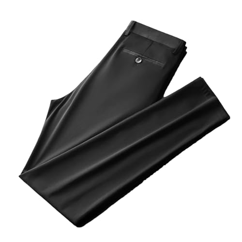 Summer Thin Cotton Stretch Men's Fit Straight Pants Business Casual High Waist Lightweight Trousers