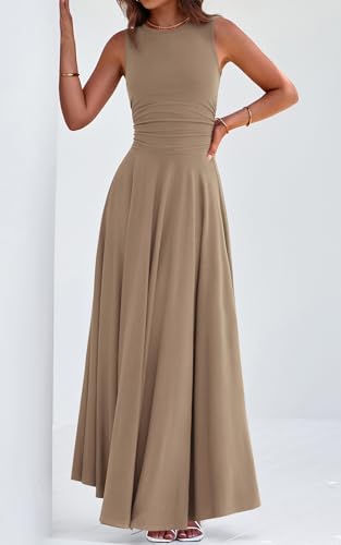 Image of PRETTYGARDEN Womens Summer Dresses 2026 Casual Sleeveless Crewneck Aline Maxi Dress Stretch Tank Flowy Long Dresses