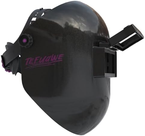 Tefuawe Black Flip Up Chopped Fiberglass Sugar Scoop Welding Helmet, Medium Cut top and Bottom Sugar Scoop Pipeline Welding Hood
