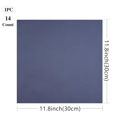Image of Aida Cloth Cross Stitch Fabric, 14 Count, Big Size (Dark Blue, 12 * 12in)