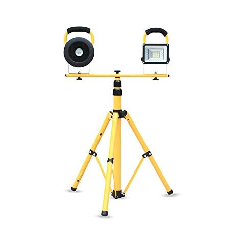 Teleskop-Dreibeinstativ Gelb für 2 Strahler Alogeni Ledstrahler Verstärkte Füße für Standfuß, Teleskopstativ verstellbar Cover
