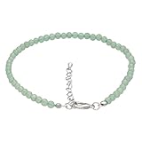 Lebensquelle Plus Fußkettchen mit Edelsteinen | 4 mm Ø | 25 cm + 5 cm verstellbar | Edelsteinschmuck (Aventurin, grün)