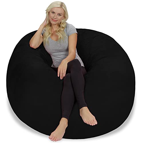 Chill Sack Bean Bag Chair: Giant 5' Memory Foam Furniture Bean Bag - Big Sofa with Soft Micro Fiber Cover - Onyx Black - Image 4