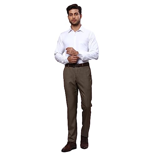 Image of Raymond Men's Pure Cotton Solid Pattern Slim Fit Semi Cutaway Collar Full Sleeve Formal Shirt