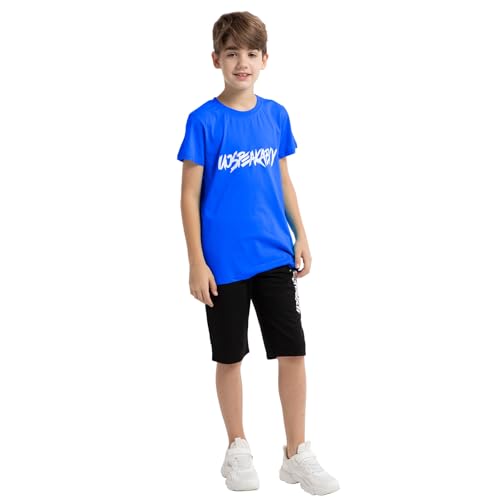 Image of amropi Boys Shorts Set Cotton T-Shirt and Short Pants 2 Pieces Summer Tracksuit for Age 2-12 Years