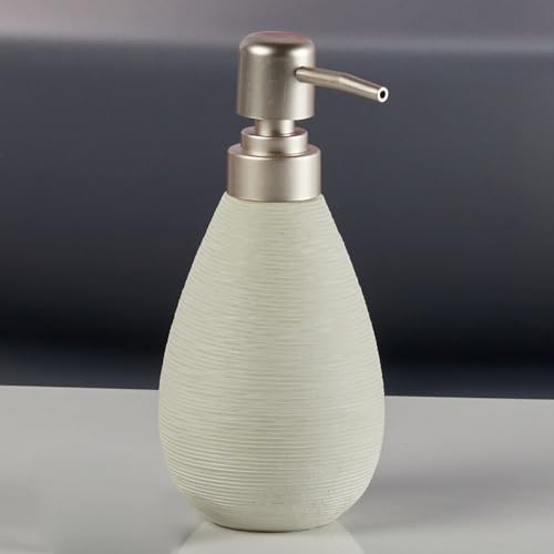 Image of SaSaSa Ceramic Soap Dispenser with Stylish Refillable Pump Bottle for Bathroom Handwash & Kitchen Wash Basin, Perfect for Hand Soap, Lotion and Shampoo, White, (Set of 1) (11328)
