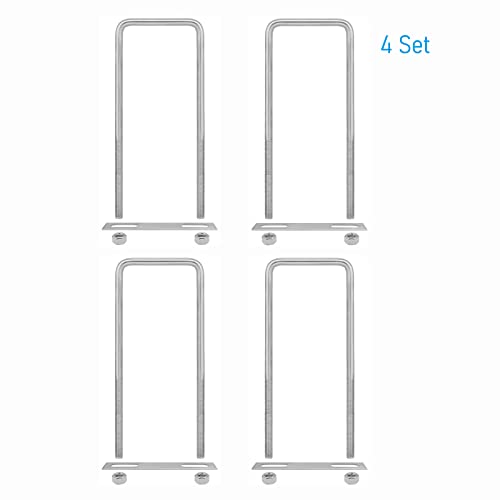 Image of 4 Sets 304 Stainless Steel Square U-Bolts 2-3 /4 inch(70mm)Inner Width, 7.09 inch(180mm)Length Stainless M8 with Nuts, Frame Plate, Accessories for Automobiles Trailer, Boat Trailer Industrial Parts