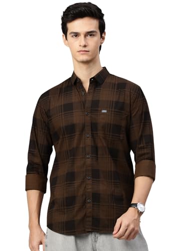Image of Majestic Man Stylish Slim Fit Cotton Spread Collar Checked Casual Shirt