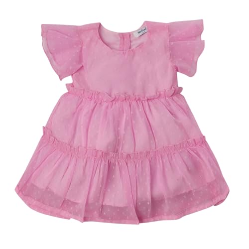 Image of Nautinati Baby Girls Flared Frock with Flutter Sleeves | Age 0-3 Years