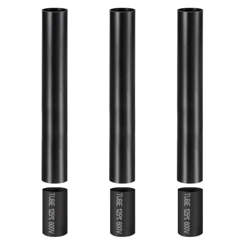 PATIKIL 3 Pcs 6" Tall Candle Covers Sleeves, 3 Pcs Metal E12 Chandelier Socket Sleeves with Insulation Heat Shrinkable Flame Retardant Tube Bulb Light Base Holder for Lamps, Black