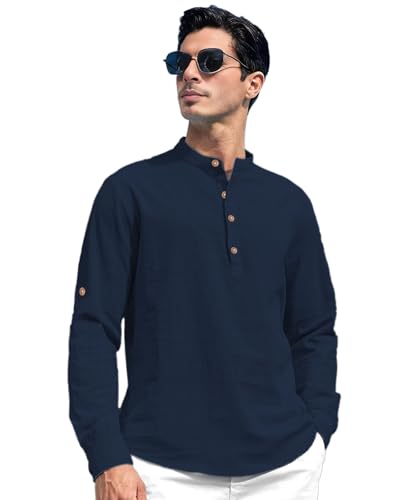 Image of Vida Loca Men Solid Cotton Blend Straight Kurta Shirt