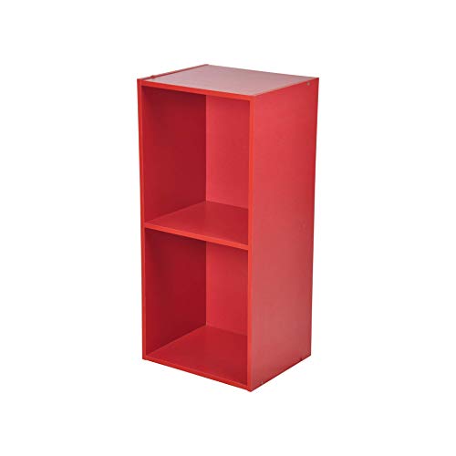 HOMEA 6RAN698RS Cubo de almacenaje con 2 Huecos, Paneles de partículas, aglomerado, Rojo, 34.4x29.5x67.599999999999994 cm