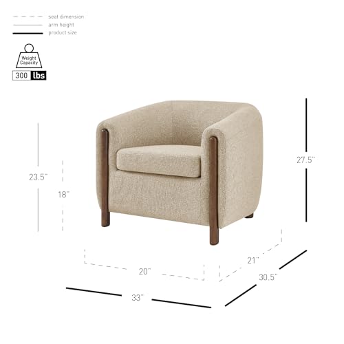 Sillón Curvo Moderno Beige Lino miniatura 3