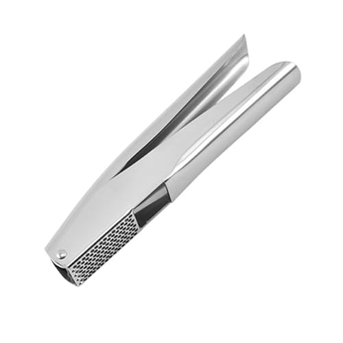 Prensa de ajo y jengibre de acero inoxidable de alta calidad, diseño ergonómico, fácil de limpiar, plateado, 185 x 40 x 25 mm, 218 g