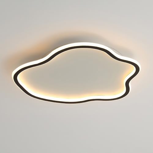 COSRUB Lámpara de Techo LED Ola Moderna, Plafón Nube Ultrafino Luz de Techo Irregular Regulable para Dormitorio Estudio(Black(Stepless),40cm/15.74in)