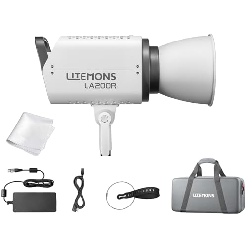 Godox Litemons LA200R RGB COB LED Video Light,1800-10,000K CCT CRI 95+ TLCI 94+, 14 Lighting Effects,Bowens Mount, with G/M Adjustment,Onboard & App Control, NFC Connection,for Live Streaming