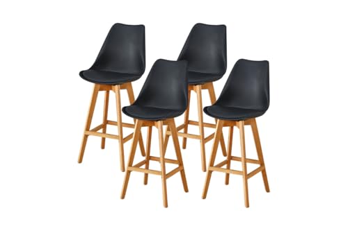 PEZ ROJO Lot de Quatre tabourets scandinaves Laury Noir