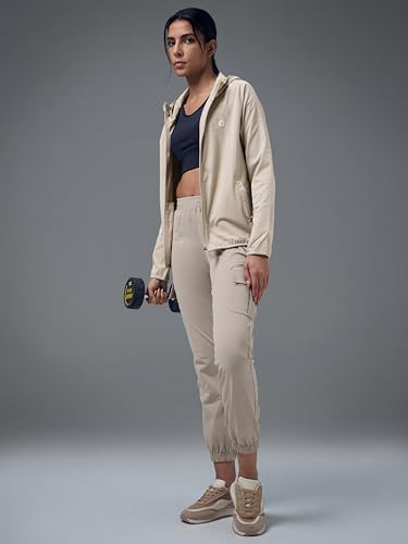 Image of TECHNOSPORT Women's Solid Slim Fit Hooded Jacket with TECHNOWARM+ | Full Zip Polyester Winter Jacket for Sports, Gym, Travel & Casual Wear | Long Sleeve Hooded Activewear with Moisture-Wicking Fabric