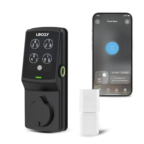 Lockly Guard Secure Pro Deadbolt PGD728WPU Commercial Smart Lock – UL10B/10C Fire Rated Keypad Door Lock with Fingerprint, Wi-Fi & Bluetooth, Alexa & Google Compatible, 8 AA Batteries